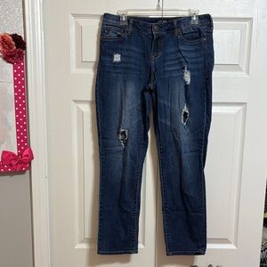 Dear John Dark Blue Distressed Straight Leg Jeans